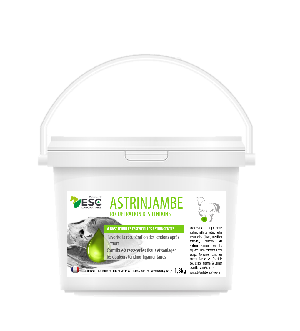 ESC ASTRINJAMBES – Récupération et engorgement tendons cheval – Argile enrichie en huiles essentielles