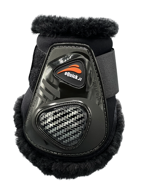 eCarbon fetlock guard with velcro Fluffy black