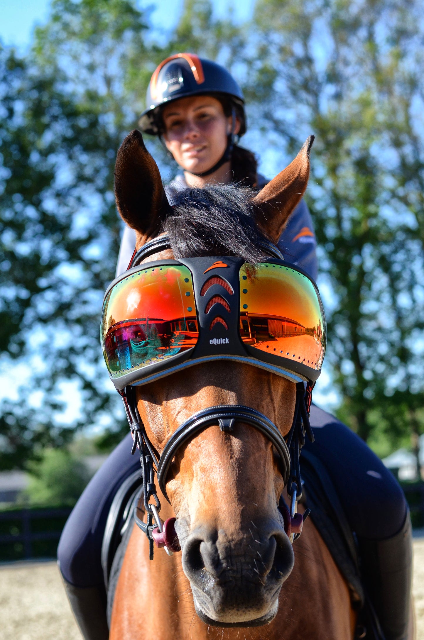 lunette chevaux mirroir orange