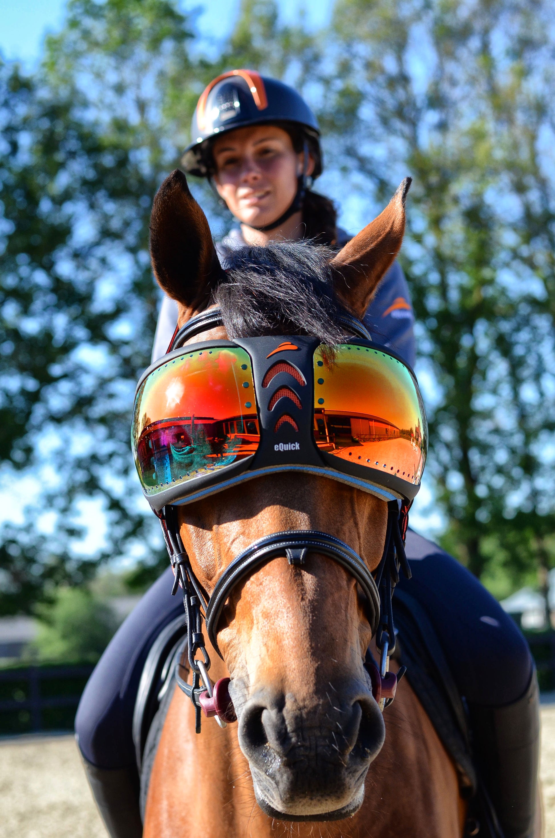 lunette chevaux mirroir orange
